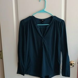 Dark turquoise long sleeve flowy blouse